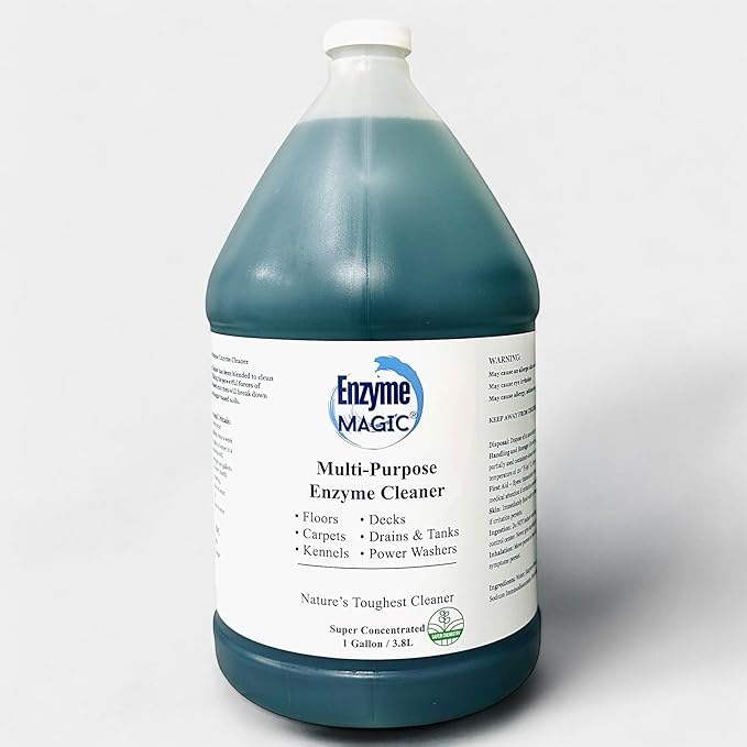 Multi-Purpose Enzyme Cleaner Concentrate 1 Gallon – Plant-Based Stain & Odor Eliminator for Carpets, Floors, Tiles, Kitchen & RV – Biodegradable, Safe for Septic Systems