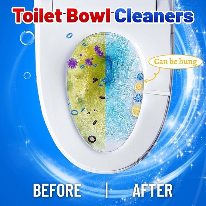 STRN Toilet Bowl Cleaners Rim Hanger, Toilet Bowl Cleaning Balls, Lemon & Magnolia Scents, Toilet Bowl Freshener, 8 Packs(32 balls)