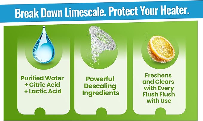 Tankless Water Heater Descaler Solution (32 Fluid Ounces) - Professional-Grade Descaler/Cleaner Restores Heating Efficiency. Easy to Use, Food Grade Ingredients, Biodegradable, Made in USA.