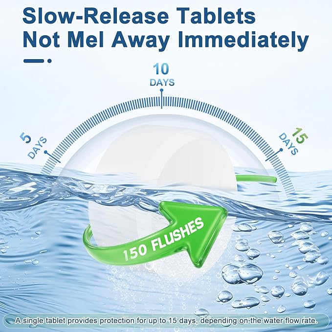 Toilet Bowl Cleaners, Bleach Tablets 100 PACK, Automatic Cleaner for Tank, Effectively Eliminate Limescale, Stains & Odor, Continuous Cleaning for Bathroom & Toilet