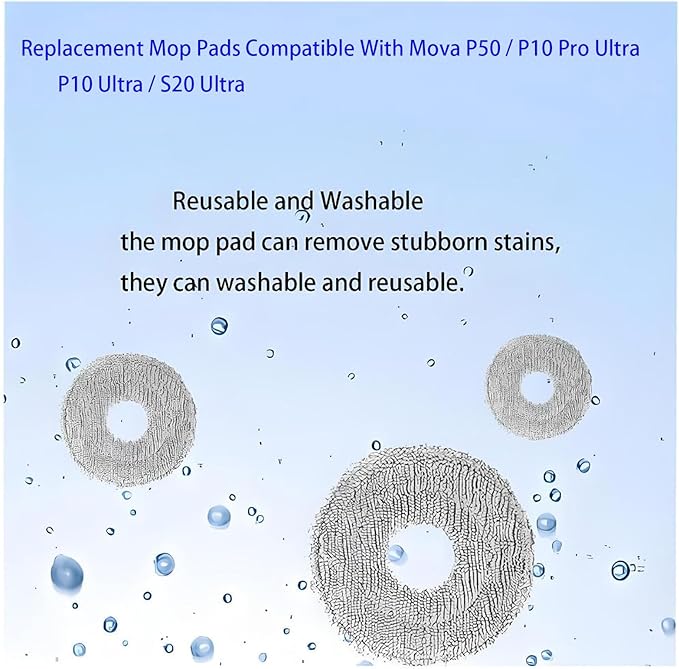 Dust Bags and Mop Pads Replacement For Mova P50 Ultra / P10 Pro Ultra / P10 Ultra Self-Empty Station Vacuum Cleaner, Spare Parts Accessories