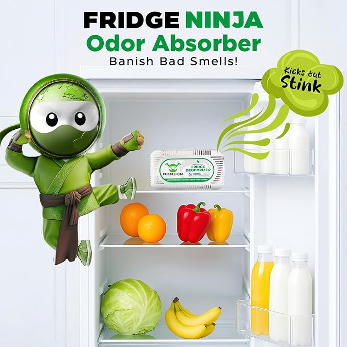 Earth Ninja Fresh Home Bundle – Fridge Ninja (2 Pack) + Shoe Ninja (2 Pack) – Natural Activated Charcoal Odor Eliminators – Long-Lasting, Reusable Deodorizers for Fridge, Shoes, Gym Bags & More