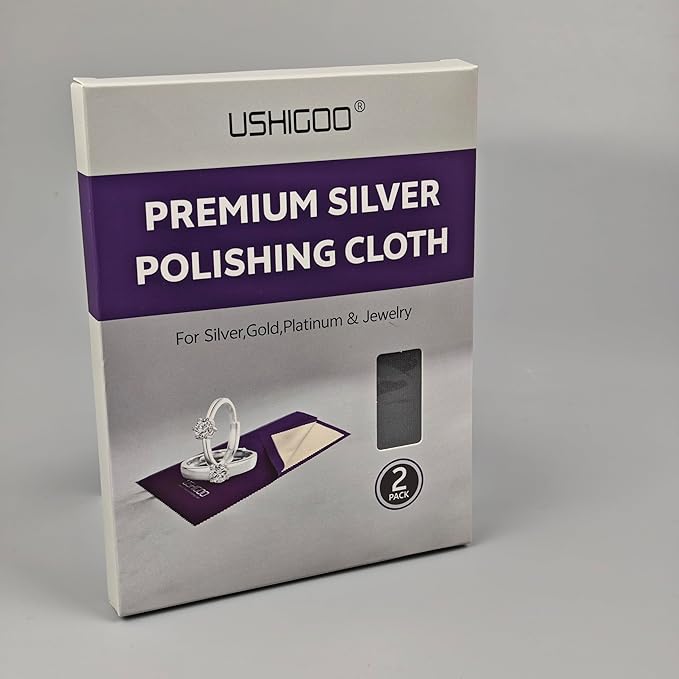 Jewelry Cleaning & Polishing Cloth,2Pcs Sterling Silver Gold Platinum Tarnish Remover,Non-Toxic Eco Friendly,Jewelry Cleaner Cloth for Ring,Earring,Watch and Coins Care-Gray