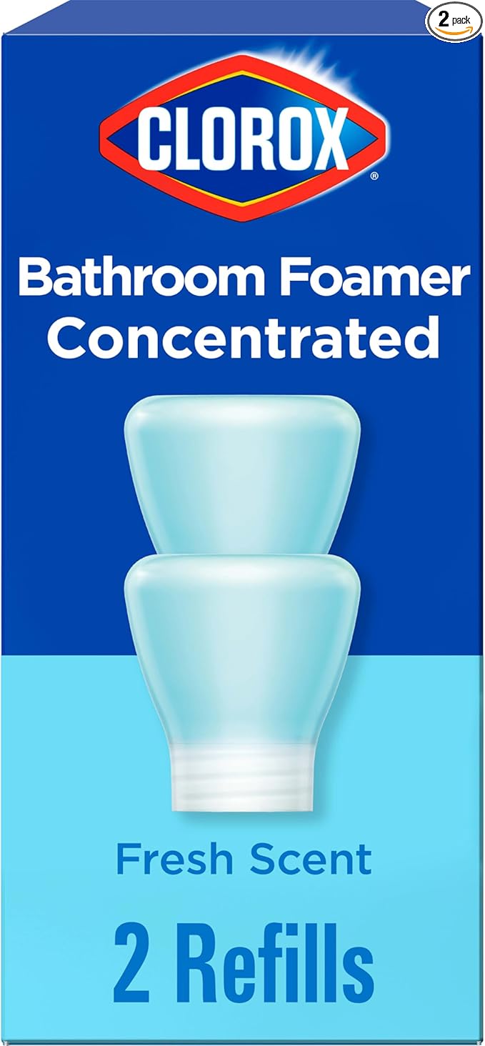 Clorox Bathroom Foamer Refill Cartridge for Clorox Bathroom Foamer Reusable Spray Bottle, Household Essentials, Fresh Scent, 2 Spray Refills