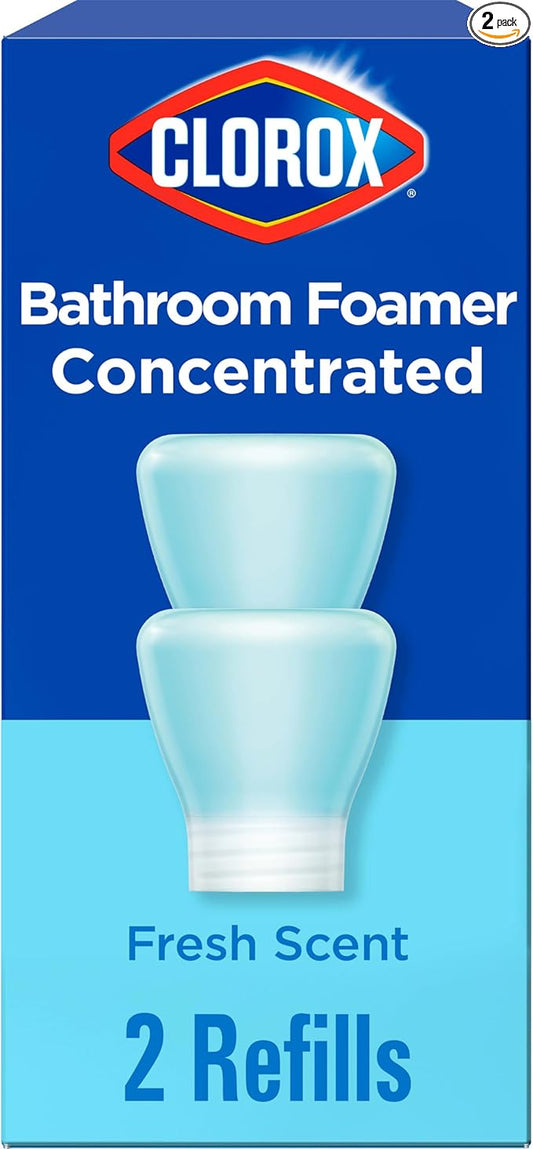 Clorox Bathroom Foamer Refill Cartridge for Clorox Bathroom Foamer Reusable Spray Bottle, Household Essentials, Fresh Scent, 2 Spray Refills