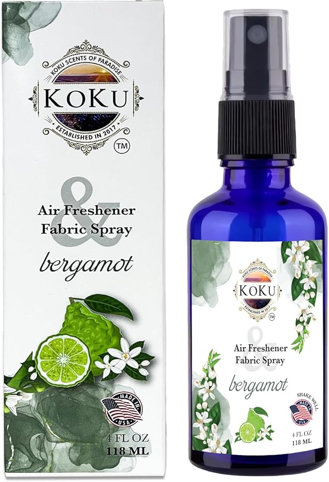 Bergamot Air Freshener - Room Spray - Odor Eliminator - Deodorizer - Car Air Freshener - Home Spray - Linen Spray - Fabric Refresher - Non-Toxic - Alcohol Free - Made in USA (4 Oz)