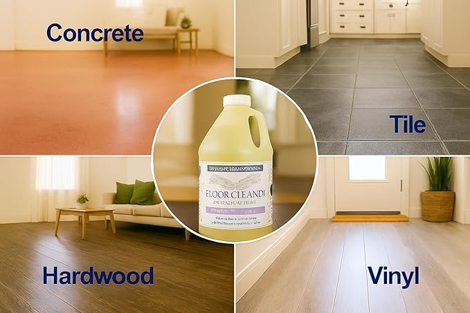 Clean Living Essentials Floor Cleaner – Multi-Surface, Non-Toxic, Plant-Based, pH Neutral, Family & Pet Friendly. Naturally scented for everyday clean. (Lemon + Lime + Orange + Grapefruit)