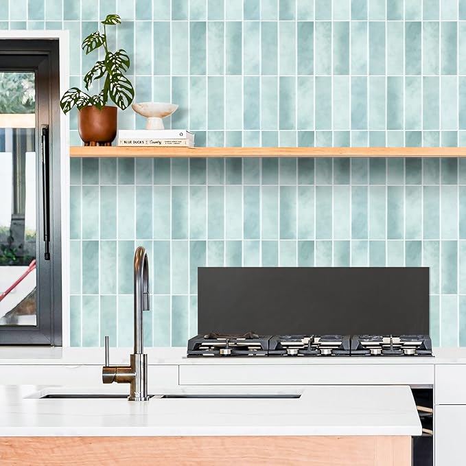 Peel and Stick Tile，New Upgrade Thicker Design Self Adhesive 12" x 12" Large Premium Peel and Stick Backsplash for Kitchen (Mint Green).