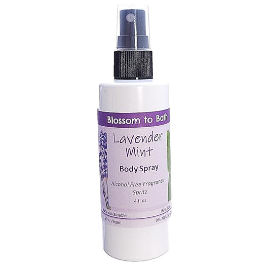 Blossom to Bath Lavender Mint Body Spray (4 Ounce) - Pure Essential Oil Fragrance - Energizes Skin with a Cheerfully Relaxing Scent