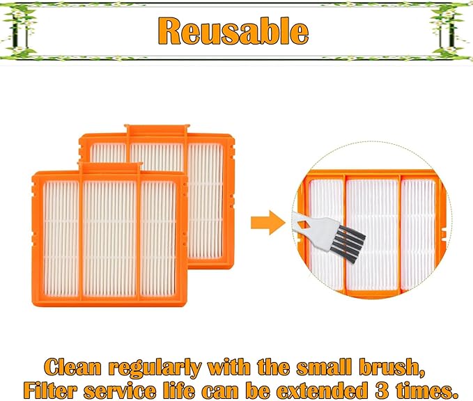 HEPA Filter Replacement for Shark AV2501AE, RV2502AE, AV2501S, AV2511AE, RV2610WA/RV2610WD/AV2810AE – 6-Pack, Washable & Reusable – High-Efficiency Filters for Pet Hair, Dust, and Allergens