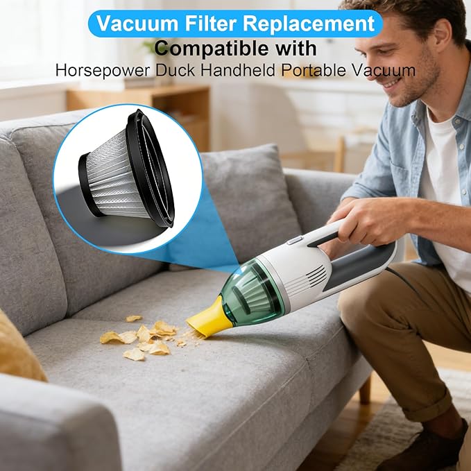 8-Pack HEPA Filter Compatible with Duck Cordless Vacuum Cleaner As Seen on TV, Washable and Reusable Replacement Filter for Duck Vac, Restore Strong Suction Power
