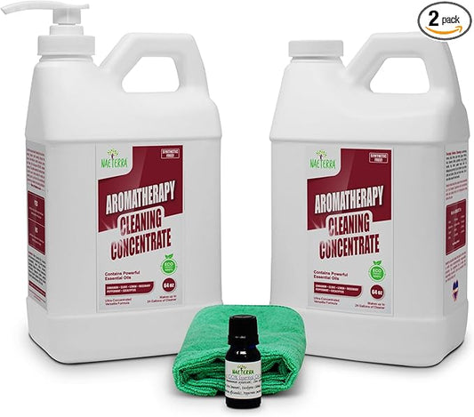 Naeterra Aromatherapy Cleaning Concentrate – 1 Gallon | Multi-Surface Cleaner | Includes Microfiber Towel & 10ML Essential Oil Blend with Clove, Cinnamon, Lemon, Rosemary, Eucalyptus & Peppermint