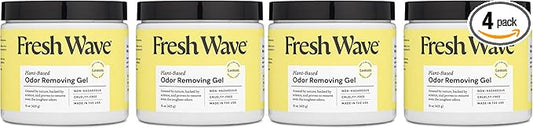 Fresh Wave Lemon Odor Removing Gel, 15 oz., Pack of 4 - Safer Odor Absorbers for Home, Natural Plant-Based Odor Eliminator, Every 15 oz. lasts 30-60 Days, For Cooking, Trash & Pets