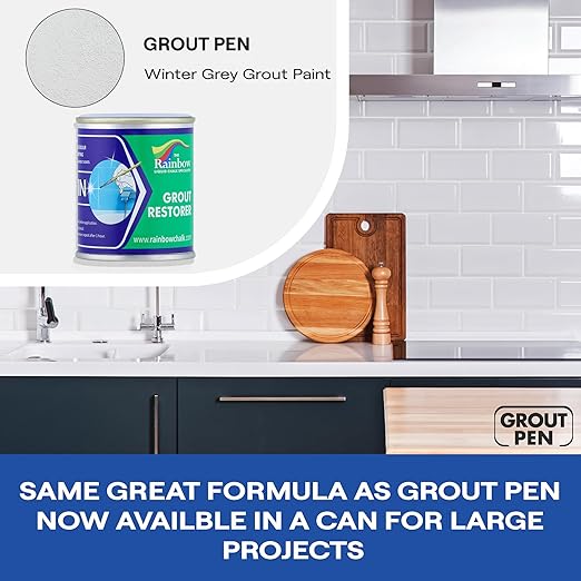 Grout Pen Grout Paint: Waterproof Tile Paint Grout Refresh Restorer for Floor, Kitchen & Bathroom Shower Tiles - Winter Grey - Can Size for Larger Projects - 125ml (4.2oz)