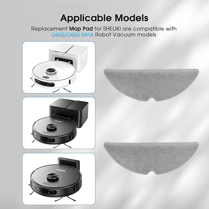 Compatible with D60S, D60S MAX, LiDAR Navigation Smart Vacuuming and Mopping Robot, Replacement Accessories Mop Pad (2 Packs)