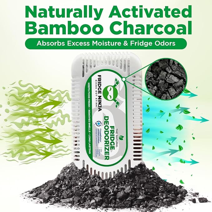 Earth Ninja Fresh Home Bundle – Fridge Ninja (2 Pack) + Shoe Ninja (2 Pack) – Natural Activated Charcoal Odor Eliminators – Long-Lasting, Reusable Deodorizers for Fridge, Shoes, Gym Bags & More