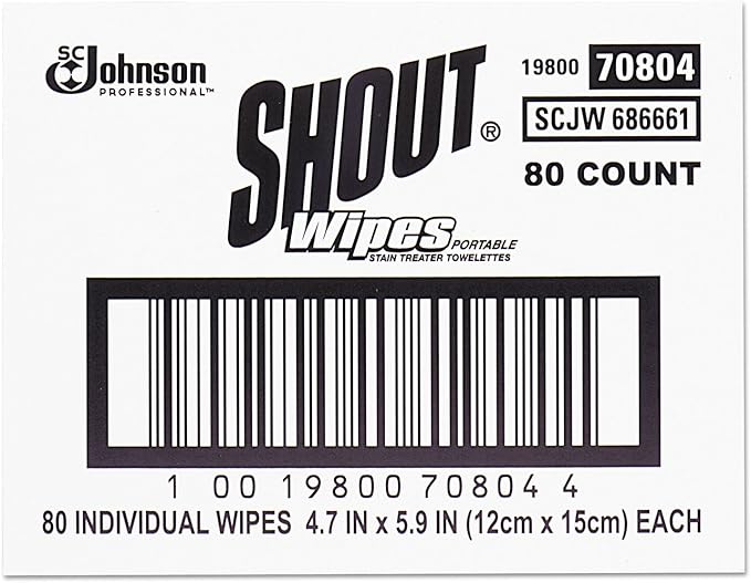 Shout Wipe & Go Stain Remover Wipes, 80 Count
