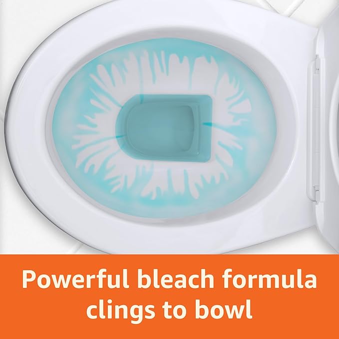 Amazon Basics Toilet Bowl Cleaner with Cling Action Formula, Bleach, Fresh Scent, 24 Fl Oz, Pack of 2, Packaging May Vary
