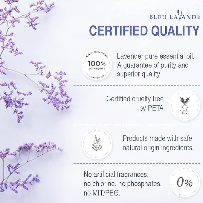 Bleu Lavande - Lavender Linen Water - Made with Pure Lavender Essential Oil - Natural Scent Fabric Refresher Spray - No Artificial Fragrances - Laundry Scent Booster - 2x 16.9 Fl Oz - 2 Pack