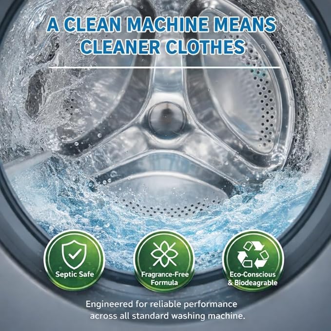 Washing Machine Cleaner Tablets XL – Heavy Duty Descaler and Deodorizer Tablets for HE Front Load and Top Load Washers – Powerful Washing Machine Cleaning Tablet – 12 XL Tablets, 1 Year Supply