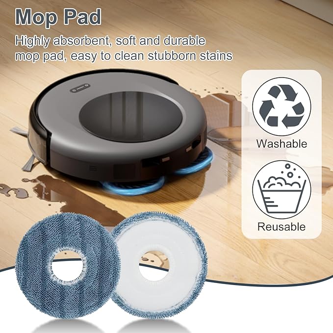 28 Pack Replacement Accessories for Eufy Omni C20 Robot Vacuums Parts, 2 Main Brush, 6 Side Brushes, 6 Washable Filters, 6 Dust Bags, 6 Mop Pads, 1 Cleaning Tool and 1 Screwdriver