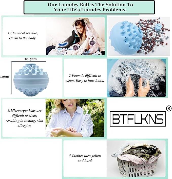 Eco-Friendly Laundry Balls Set, With Ceramic Balls & Storage Bag (200g x 2, Blue)