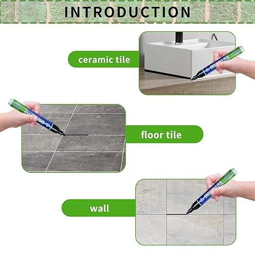 5 PCS Tile Grout Pen Home Repair Pen Tile Paint Markers for Tiles Floor Wall Bathroom Kitchen Repair Tools (Black)