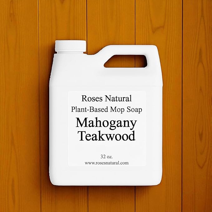 Plant-Based Floor Cleaner Mop Soap – 32 oz | Streak-Free, Highly Scented, Concentrated Mop Solution for Tile, Vinyl, Hardwood & Sealed Floors | Non-Toxic, Eco-Friendly (Mahogany Teakwood)