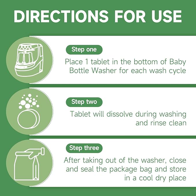 Baby Bottle Washer Tablets for Momcozy & Baby Brezza Pro, Natural Enzyme Detergent,Deep Cleaning, Chlorine & Fragrance Free, No Residue (120 Count (Pack of 1))