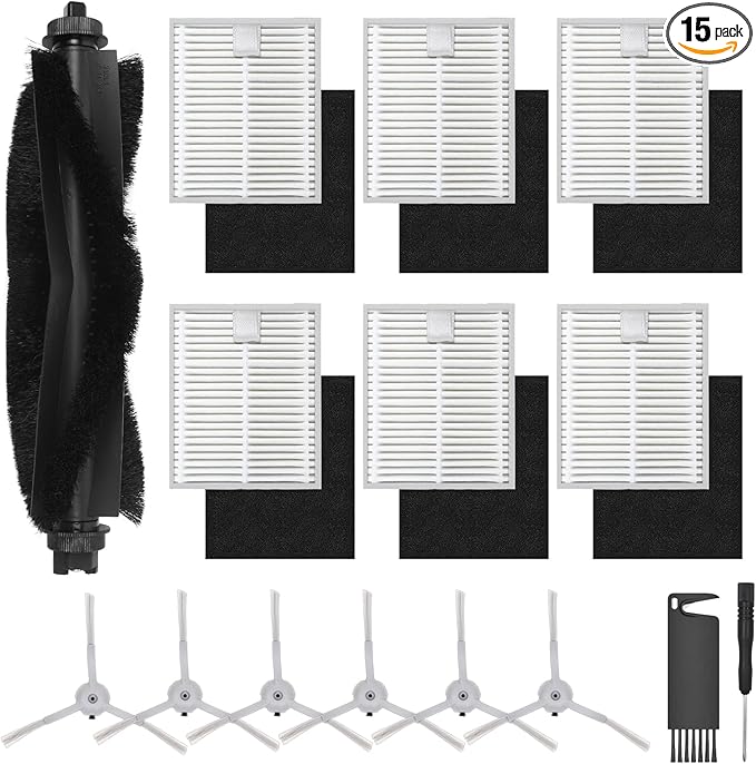 L60 Accessories Kit Replacement Compatible with Eufy L60 / L60 SES / L50 / L50 SES Robot Vacuum, Accessories Kit 6 Side Brushes, 6 Filters, 1 Roller Brush, 1 Screwdriver, 1 Cleaning tool, 15 pack