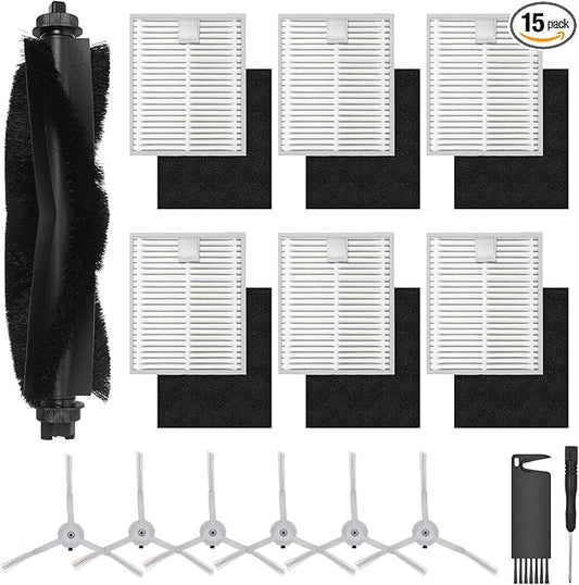 L60 Accessories Kit Replacement Compatible with Eufy L60 / L60 SES / L50 / L50 SES Robot Vacuum, Accessories Kit 6 Side Brushes, 6 Filters, 1 Roller Brush, 1 Screwdriver, 1 Cleaning tool, 15 pack