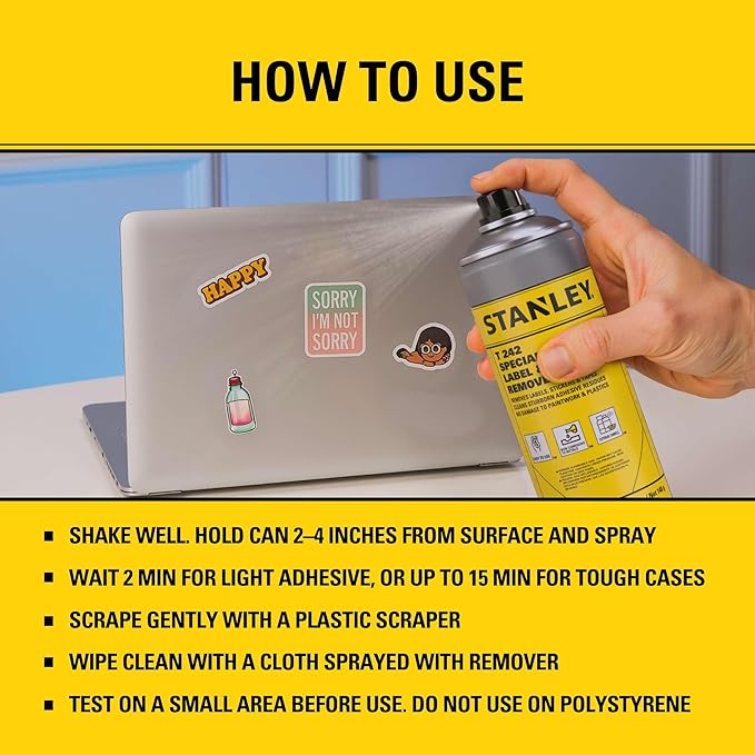STANLEY T242 Label & Sticker Remover - Automotive-Grade Adhesive Cleaner - Safely Removes Adhesive Residue on Auto Surfaces - 5 oz - 2 Pack