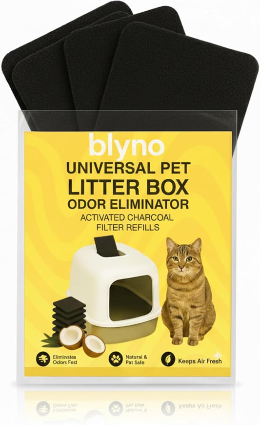 Blyno Lasts Up to 2 Years - Upgraded Universal Odor Eliminator for Hooded Cat Litter Box Deodorizer,Natural Coconut Shell Activated Charcoal, Cat Toilet Odor Eliminator for Automatic Litter Box