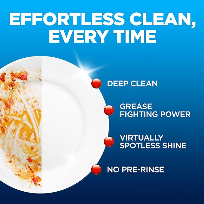 Finish Power Dishwasher Pods, No Pre-Rinse Dishwasher Detergent Soap For Deep Clean & Shine with Degreasing Power, 62 Count