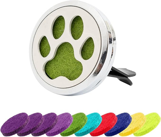 AUEAR, Dog Paw Car Diffuser Vent Clip - 30mm Aromatherapy Essential Oil Car Diffuser Vent Clips with 10 Refill Pads