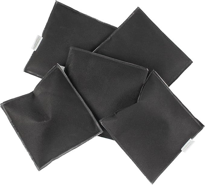 BambooMN Activated Bamboo Charcoal Odor Absorbing Moisture Eliminating Square Pouch, 100g Per Bag, 10 Bags Black