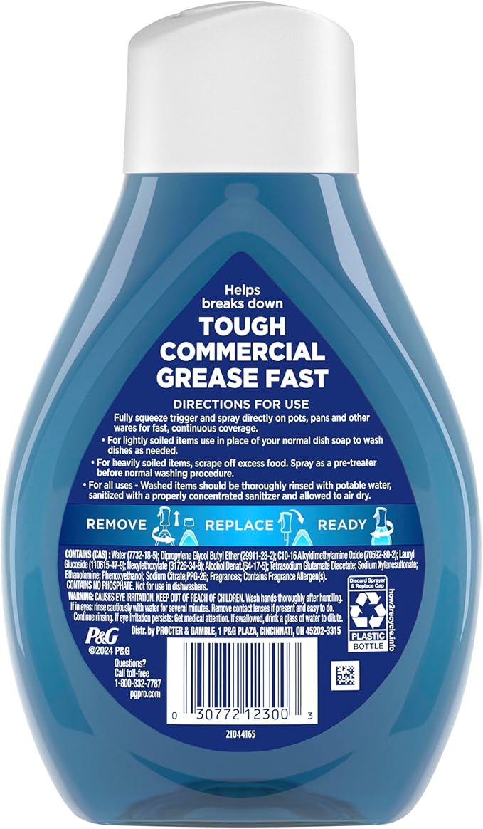 P&G Professional Dawn Powerwash Heavy Duty Dish Spray for Commercial Kitchens, Restaurants, and More, 16 oz (Pack of 6), with 1 Trigger