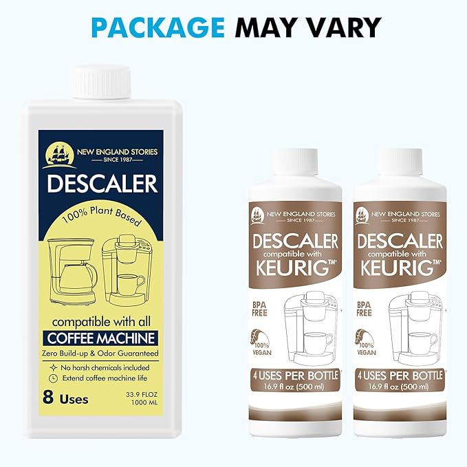 8 Uses Descaling Solution Compatible with Keurig, Nespresso, Breville, Delonghi, Jura, Ninja - 33.8oz Coffee Machine Descaler, Espresso Coffee Maker Cleaner, Coffee Pot Limescale Remover