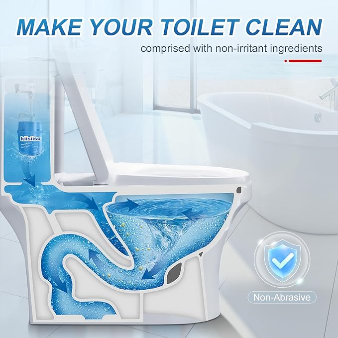 KIISIISO Toilet Bowl Cleaners-9 Bottles, Blue Toilet Bowl Cleaner Tablets in Bottles with Sustained-Release Technology, Upgraded Automatic Cleaning Solution Prevent Stain Build Up, 63.5 oz