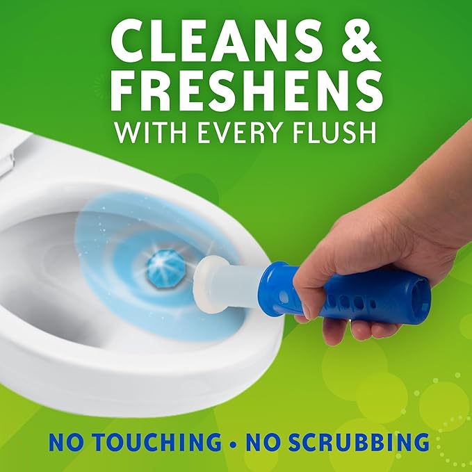Scrubbing Bubbles Fresh Gel Toilet Bowl Cleaning Stamps, Automatic & Continuous Bathroom Toilet Cleaner Helps Prevent Limescale & Rings, Rainshower Scent, 1 Dispenser with 6 Stamps (6 Count)
