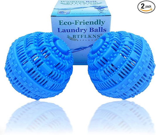 2Pcs Premium Washing Ball, Super Soft Shell Doesn't Hurt Clothes, Advanced ceramic balls, Eco-Friendly Laundry Balls,2000 Washing Cycle Laundry Balls, All Natural Detergent(Benzo Blue) …