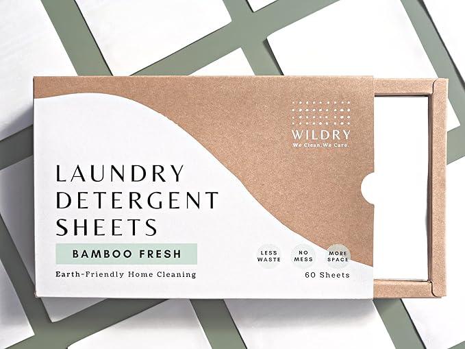 Liquidless Laundry Detergent Sheets (60 Sheets) - Bamboo Fresh Scent - Eco-friendly, 100% Plastic-free, Biodegradable, Hypoallergenic & Non-toxic
