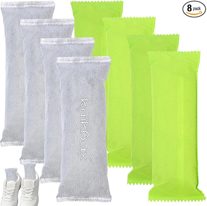 8Pack Natural Activated Charcoal Shoe Deodorizer Bags inserts; Shoe Odor Absorber; Home or Car Odor Eliminator; Car Air Freshener;Air Purifying Bag for Home,Car,Closet,Basement,Pets