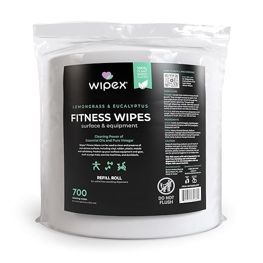Wipex Wipe Dispenser Refill Bundle - EWG Verified - 2800 Count 8x8" Plant-Based Gym Wipes, Lemongrass & Eucalyptus Scent, Cleaning Wipes Bulk with Black Stainless Steel Floor Dispenser & Trashcan