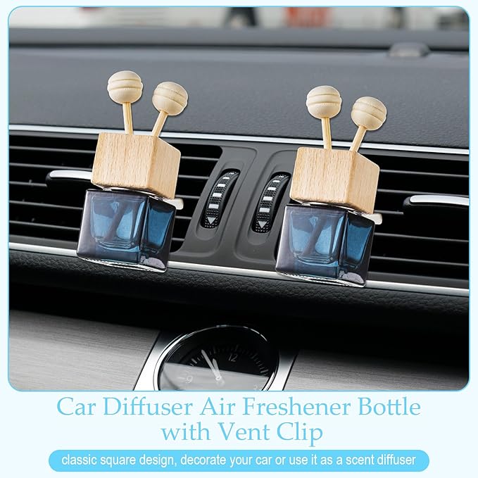 Zubebe 30 Pcs Car Diffuser Bottles Empty Bulk Vent Clip Car Air Freshener Diffuser for Essential Oil Perfume Glass Bottle with Wooden Caps Stick Fragrance Ornament (Gradient Black)