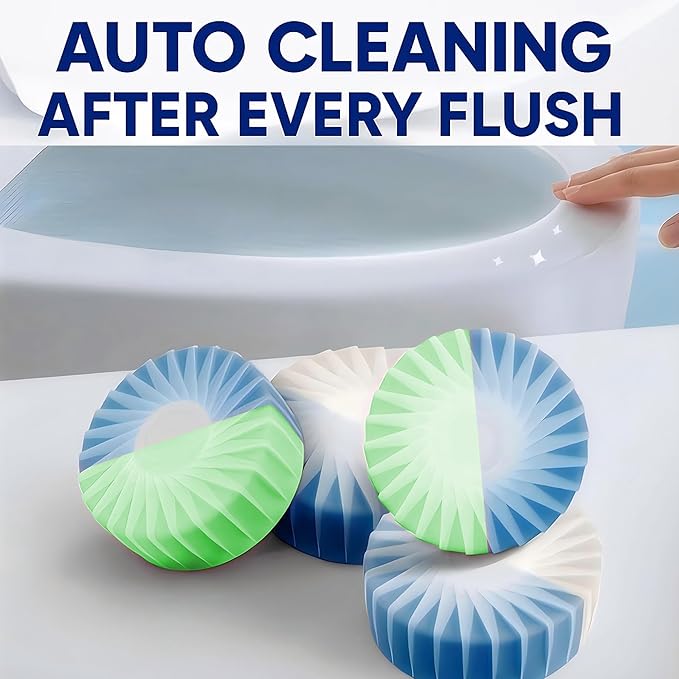 Automatic Toilet Bowl Cleaner Tablets, 10 Pack Long-Lasting Toilet Tank Cleaner for Bathroom, Blue Water Freshener, Prevents Stains & Odor, Safe for All Toilets - 10 Pack (Green+Blue)