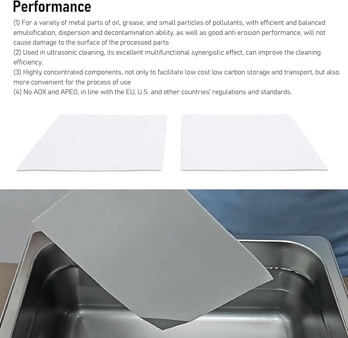 Ultrasonic Machine Degreaser Cleaning Sheet for Degreasing Alloy Steel Automotive Parts, Cleaning Copper, Aluminum Mg Alloy Parts, Glasses, Jewelry, Watches. 40 Sheets