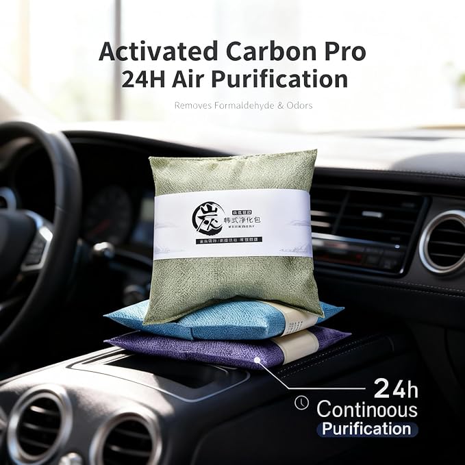 500g Activated Charcoal Air Purifying Bag, Natural Odor Absorber,Natural Smell Deodorizer, Car Air Freshener Bag, Car Air Odor Remover Absorbers for Car, Home, Bedroom, Closet (Blue,2 Pcs)