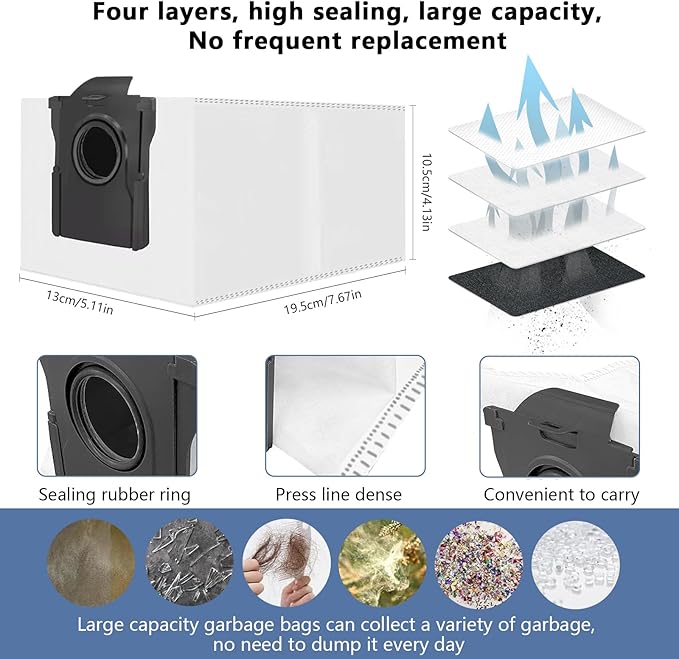 Yivy X40 Ultra Accessories for Dreame L40 Ultra/X40 Master,Mova P50 Pro Ultra/Mova P10 Pro Ultra Vacuum Cleaner,Replacement Parts: 2 Main Brushes, 4 Carbon HEPA Filters,6 Carbon Dust Bags 29 PCS