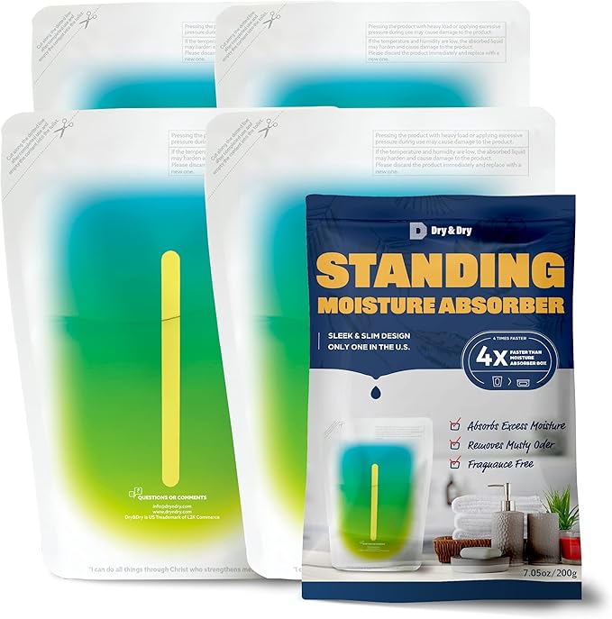 Dry & Dry Standing Moisture Absorbers to Control Excess Moisture for Basements, Closets, Bathrooms, Laundry Rooms - (4 Pack)